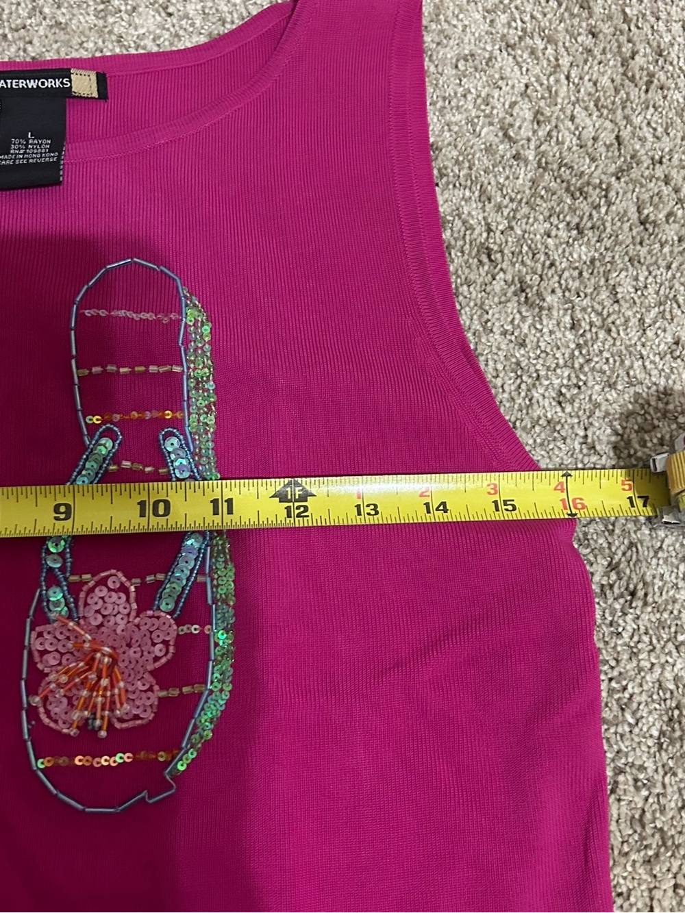 Sweaterworks Bright Fuchsia Beaded Sequin Tank - Picture 4 of 5